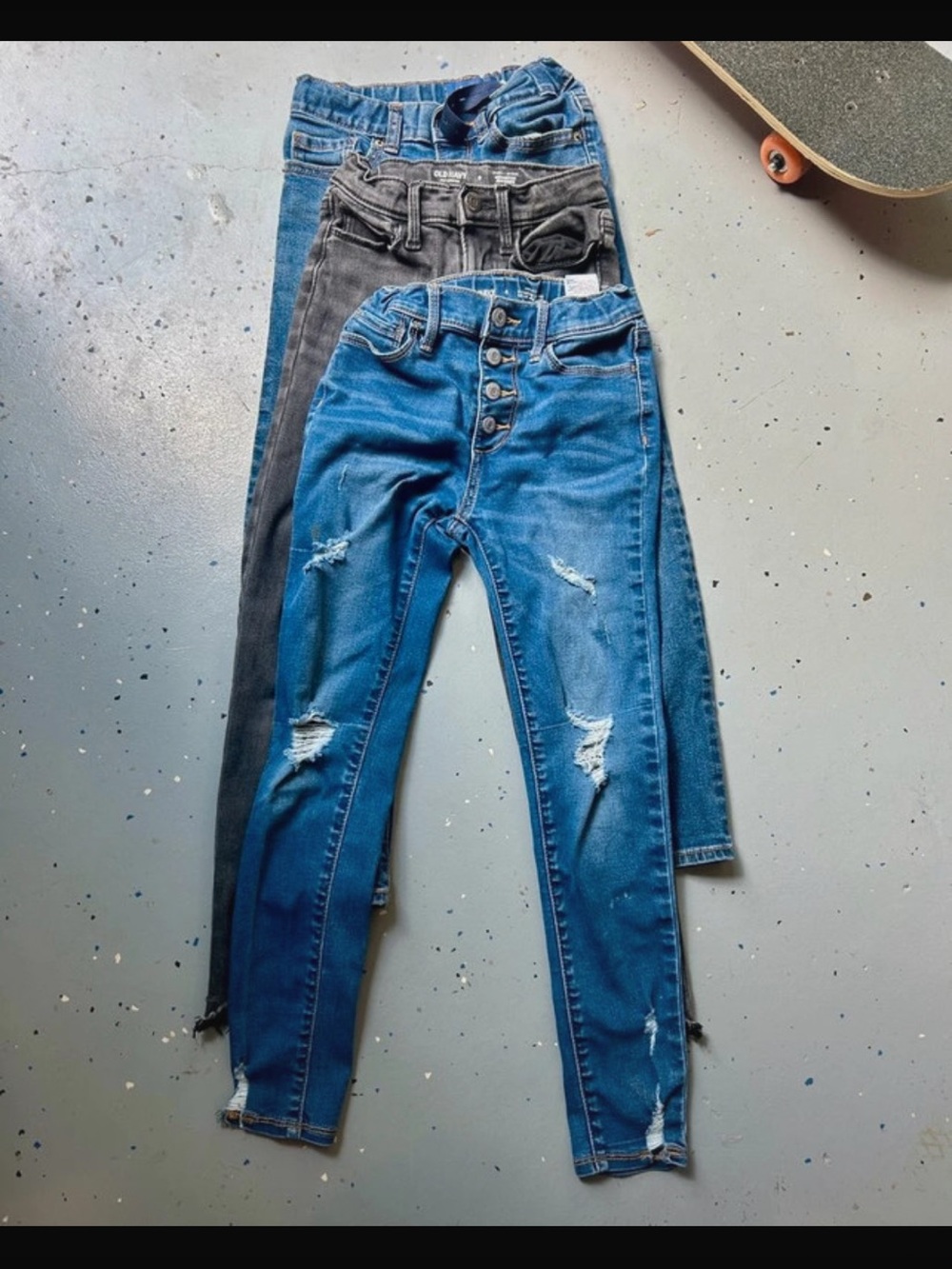 Girls Distressed High-Rise Skinny Jeans - Bundle of 3 blue and black size 8